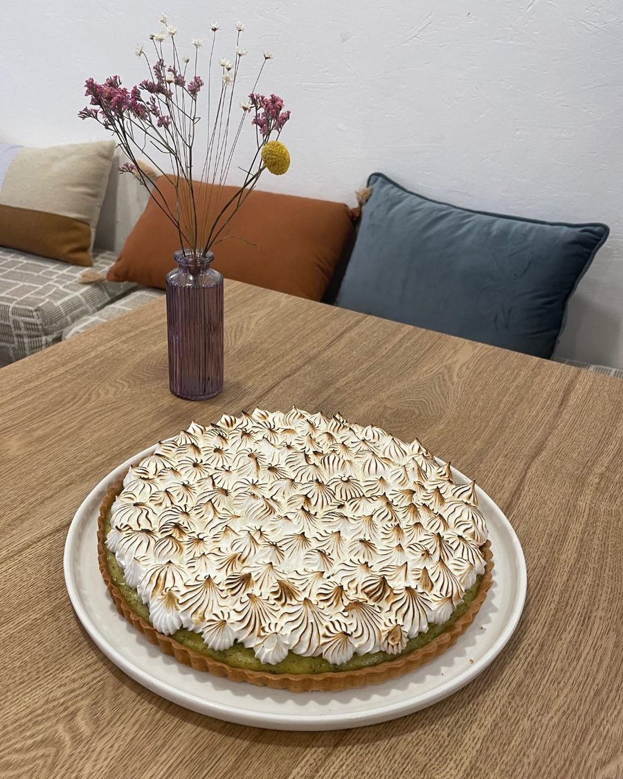 Tarte citron vert basilic meringuée